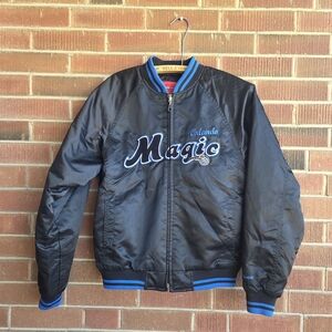 Vintage Y2K Orlando Magic Black Satin Varsity Jacket Womens Large